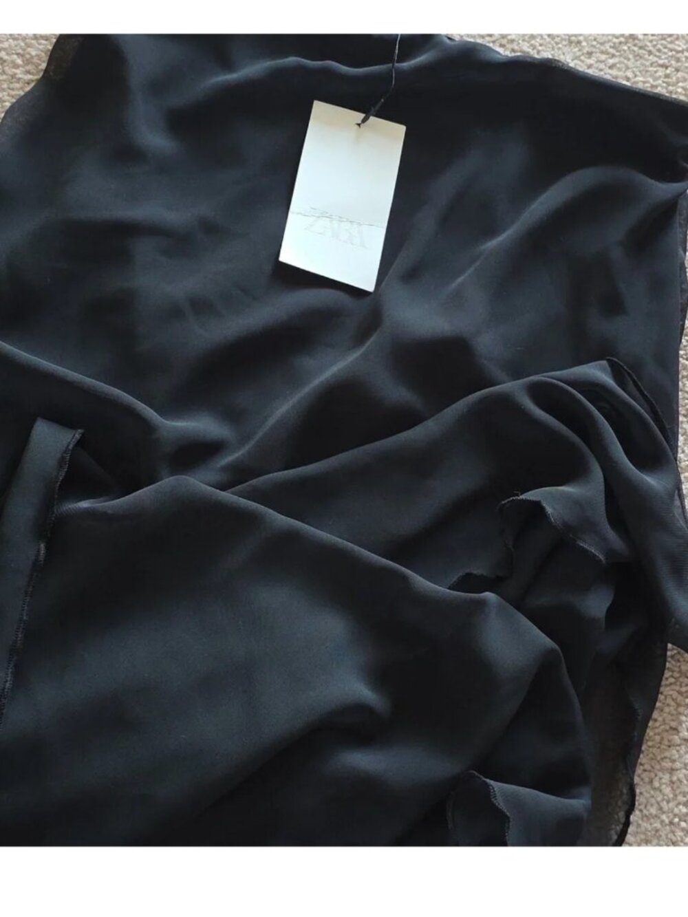 ZARA STRAPLESS LONG SHEER TOP BLACK - M - Picture 6 of 10